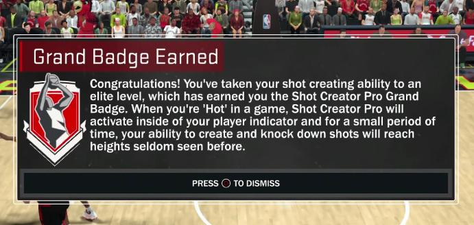 NBA 2K17 Grand Badges Guide:How to Earn Shot Creator Pro Grand Badge