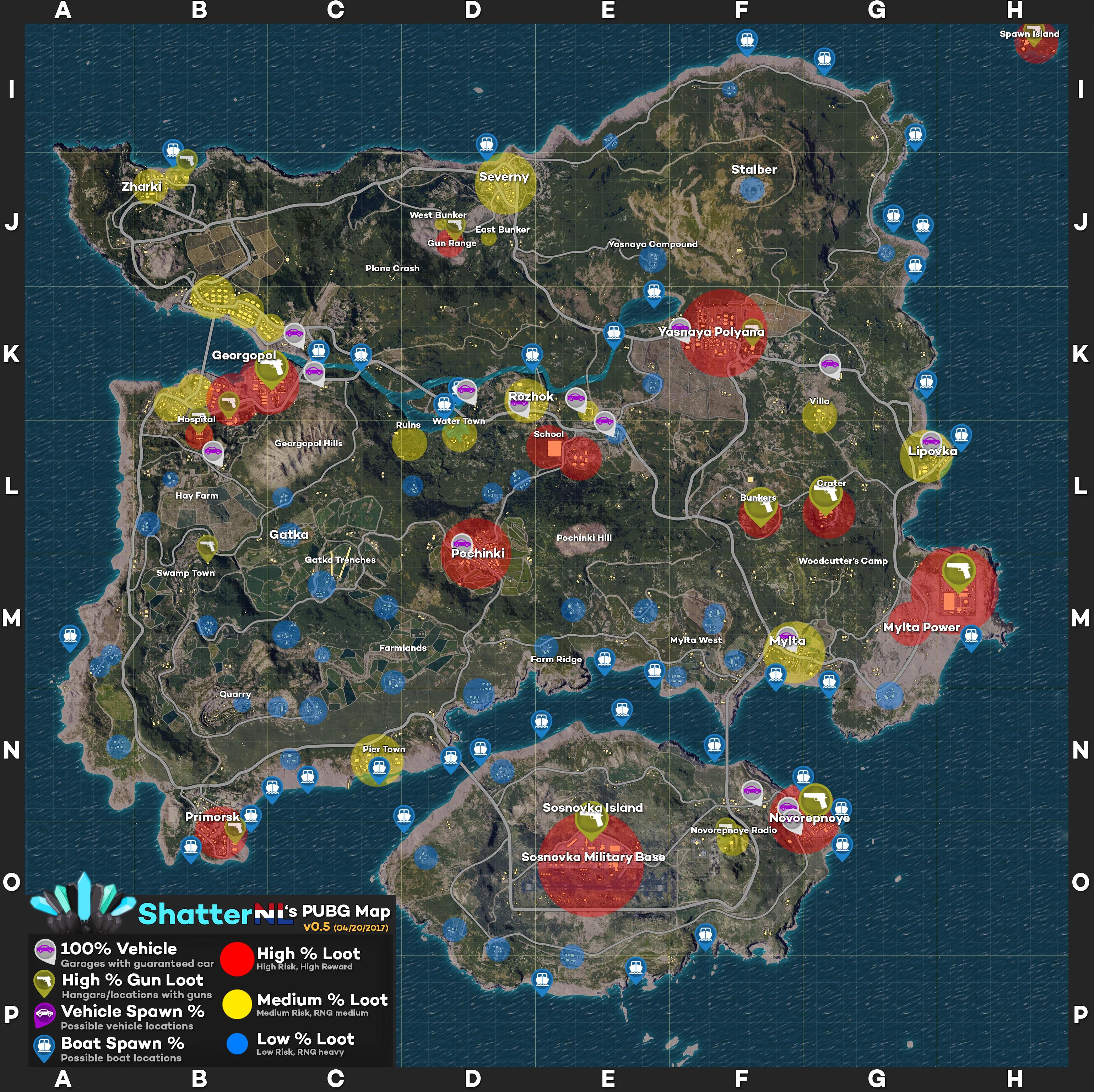pubg weapon locations map