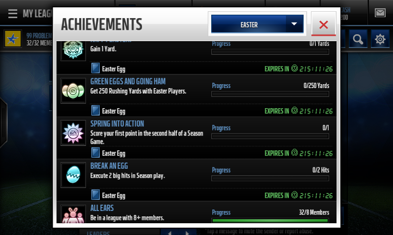 madden mobile achievements