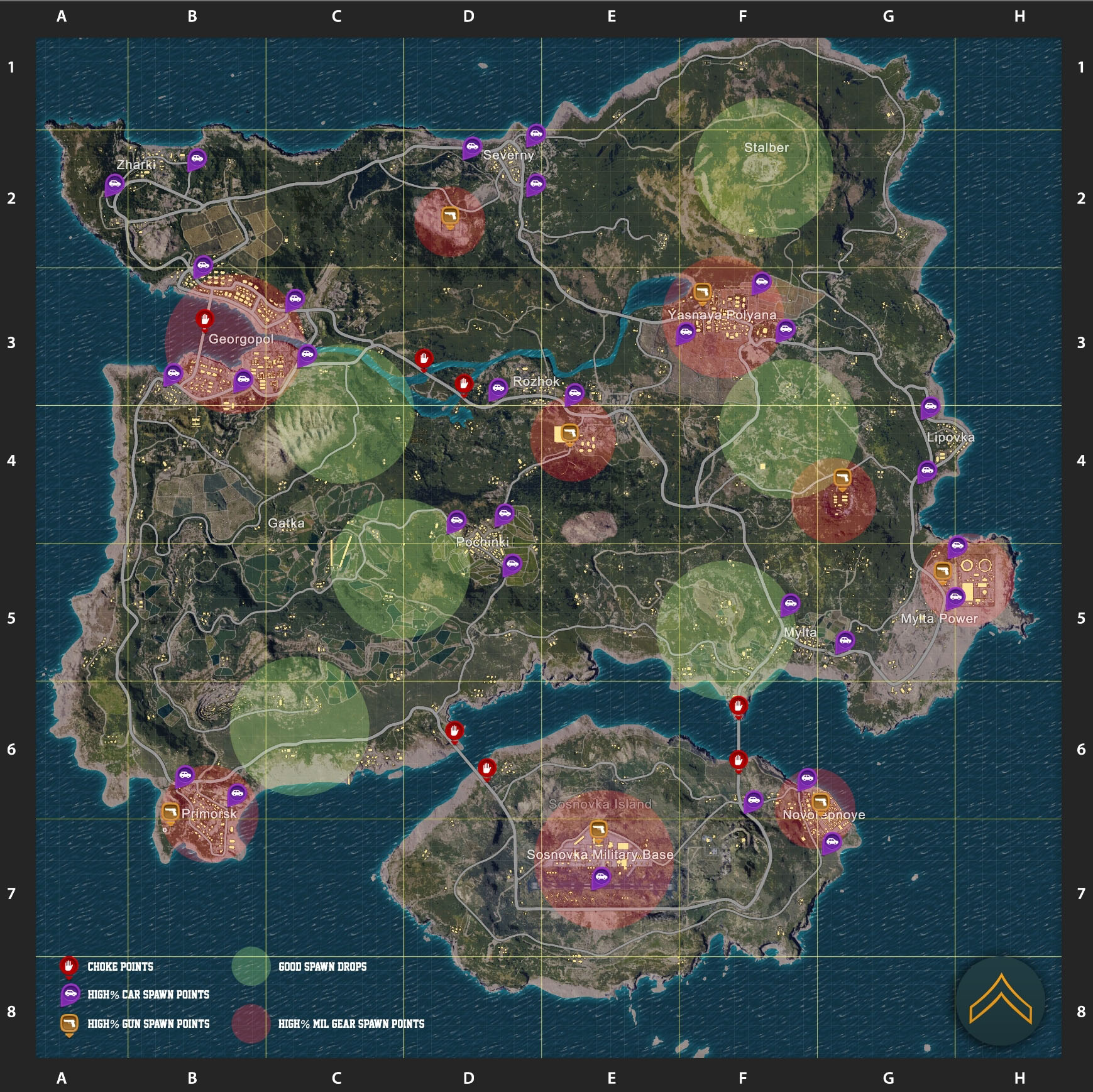 playerunkown-weapon-locations map