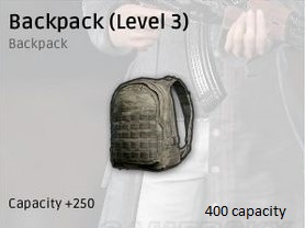 pubg stats- level 3 backpack