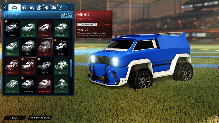 rocket league import items trade in - painted merc