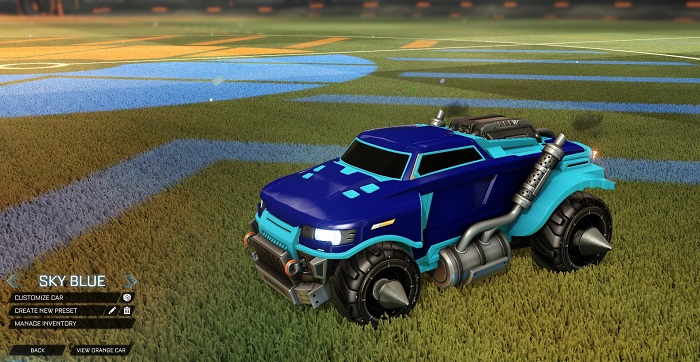 rocket league new painted cars bodies - painted road hog - sky blue