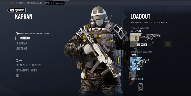 r6 kapkan secondary weapon